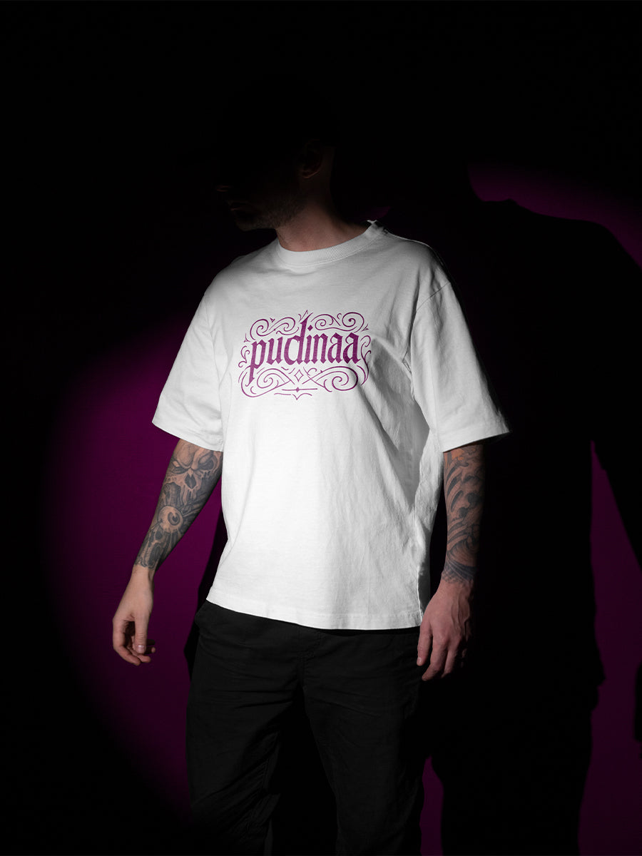 Model wearing Mandala art 240 GSM Best Oversized T-shirt - Pudinaa