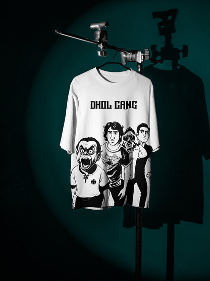 Model wearing Dhol Gang 240 GSM Best Oversized T-shirt - Pudinaa