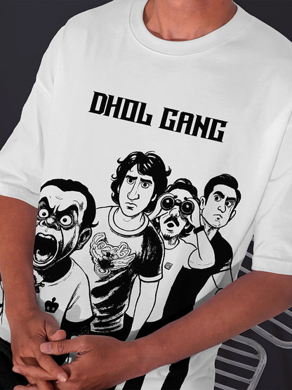 Model wearing Dhol Gang 240 GSM Best Oversized T-shirt - Pudinaa