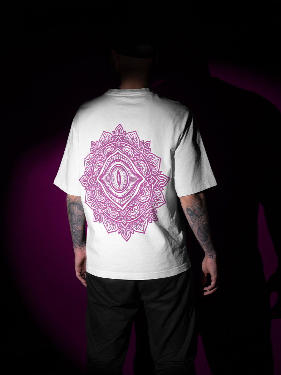 Model wearing Mandala art 240 GSM Best Oversized T-shirt - Pudinaa