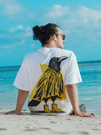 Model wearing Rain check 240 GSM Best Oversized T-shirt - Pudinaa