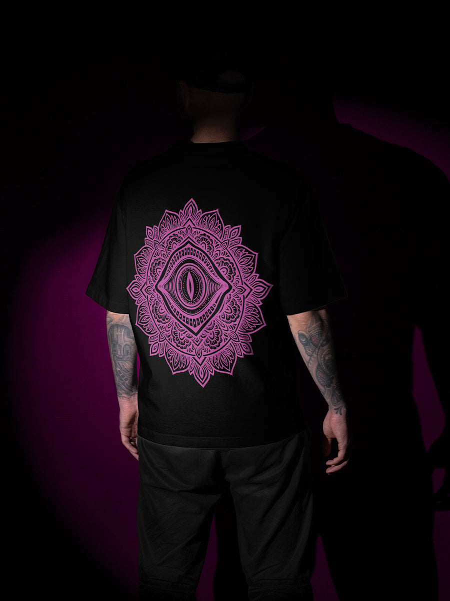 Model wearing Mandala art 240 GSM Best Oversized T-shirt - Pudinaa