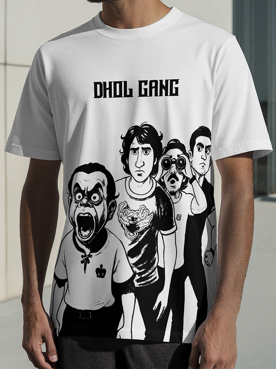 Model wearing Dhol Gang 240 GSM Best Oversized T-shirt - Pudinaa